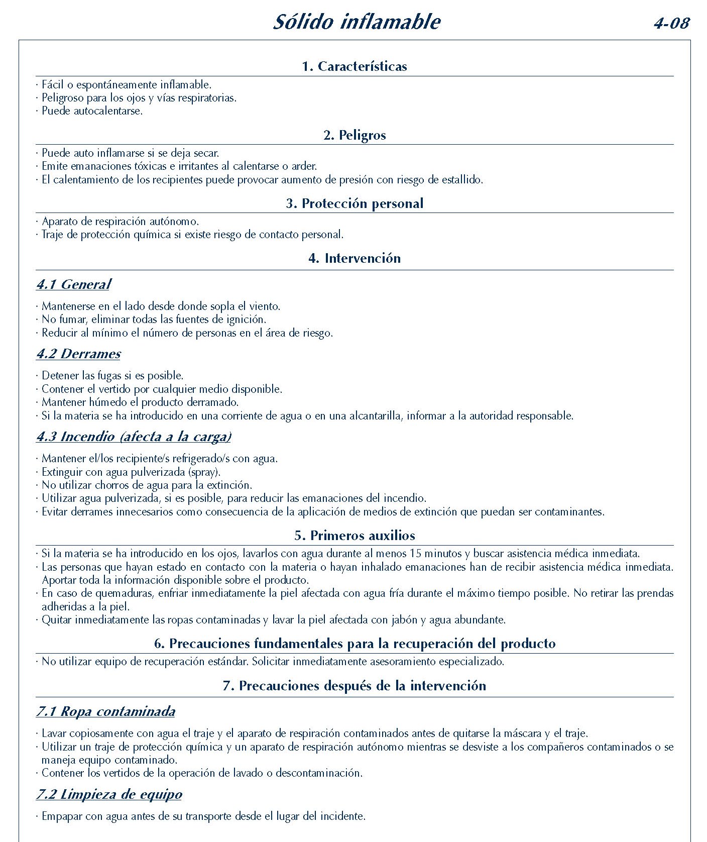 192  FICHA 4-08 SOLIDO INFLAMABLE FICHAS EMERGENCIA